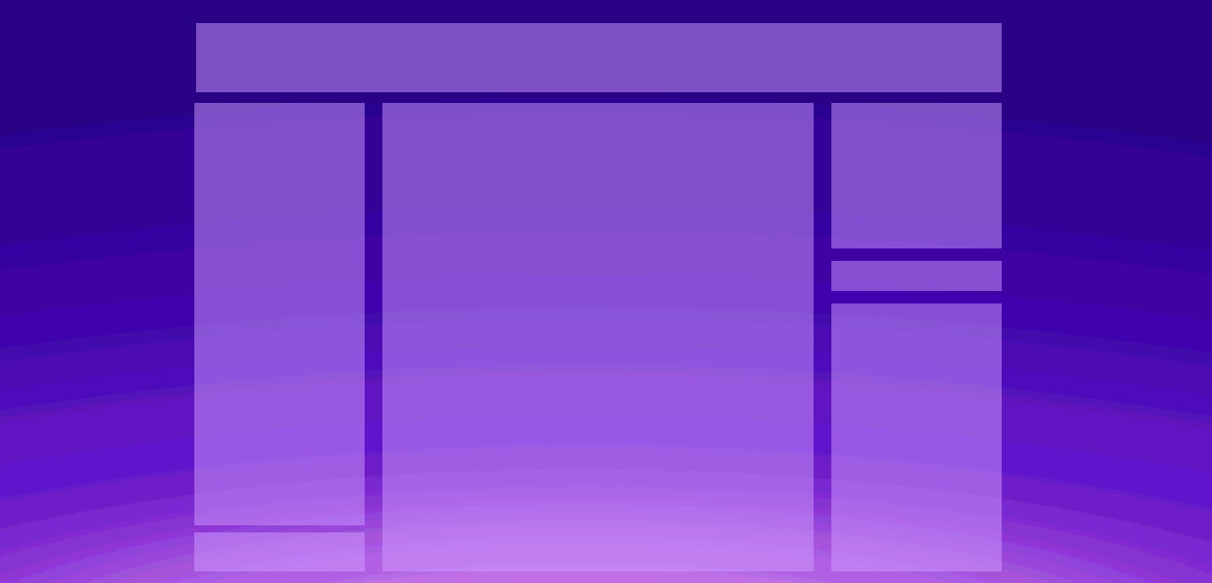 Layout of the current page but with simple purple boxes and a background of a purplue to lavender gradient.