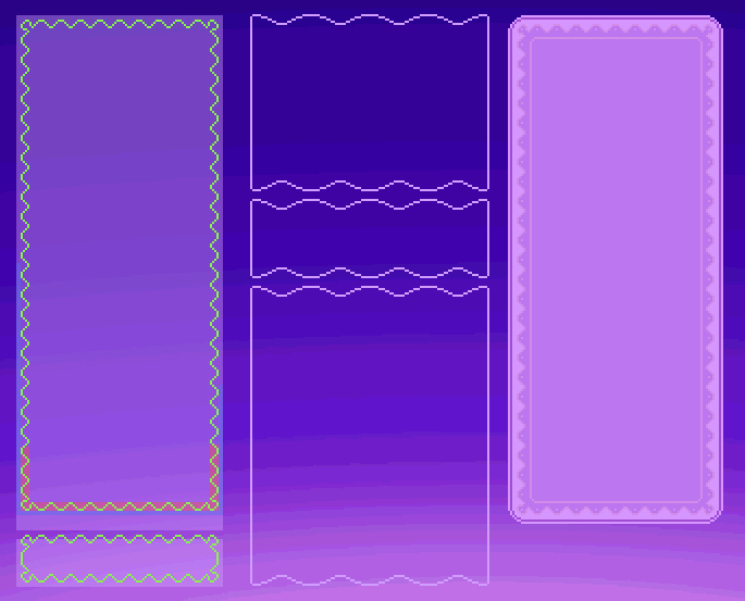 Three unfinished container designs.